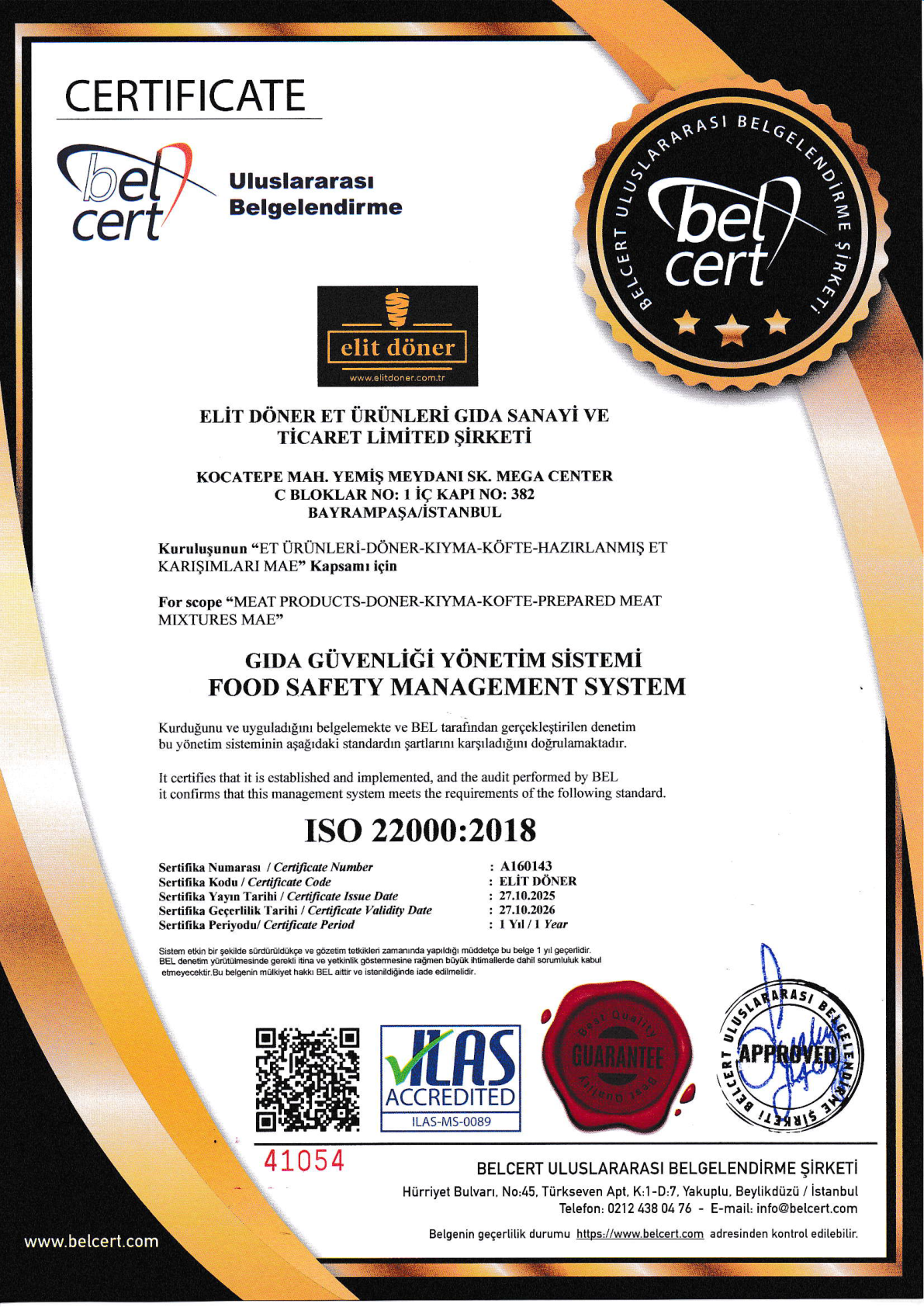 ISO 22000:2018 Gıda Güvenliği Yönetim Sistemi